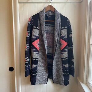 Lucky Brand Boho Tribal Open-Front Cardigan